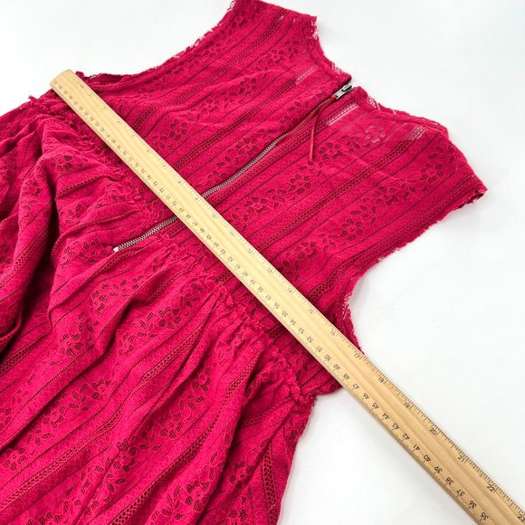 Free People Tu Es La Tunic Dress Womens Small Pink Floral Lace Lined Back Zip - Picture 6 of 6